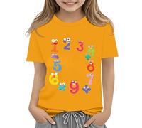 Mjjsk Maglietta per bambini con numeri per amanti della matematica scolastica magliette per ragazze ragazzi cifre numeriche magliette per bambini casual elegante manica corta girocollo top, Arancione