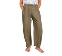 Mjjsk Pantaloni a gamba larga da ragazza per bambini elastico in vita lino morbido traspirante pantaloni casual larghi estivi leggeri pantaloni da spiaggia Boho Bottom, Caff, 10-11 Anni