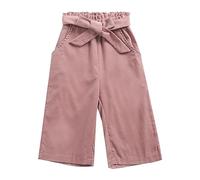 Mjjsk Pantaloni a gamba larga per bambini, con elastico in vita, casual, larghi, dritti, morbidi, con tasche, rosa, 2-3 Anni