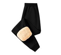 Mjjsk Pantaloni spessi e caldi per bambini, foderati in pile, per la scuola, sport, pantaloni della tuta invernali, pantaloni da jogging classici casual, Nero , 7-8 Anni