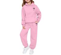 Mjjsk Tuta da ginnastica per bambini, set da 2 pezzi, per ragazze e ragazzi, alla moda, a maniche lunghe, con cappuccio, pantaloni della tuta, pantaloni da jogging, casual, abbigliamento sportivo