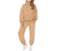Mjjsk Tuta da ragazza Set 2 pezzi 1/4 Zip Pullover Felpa Pantaloni della tuta allentati Abiti Casual Bambini Moda Activewear Set Streetwear, cachi, 5-6 Years
