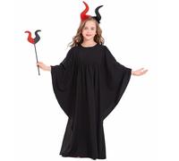 Mjjsk Vestito da bambina per Halloween, motivo: angelo, diavolo, fata, abito da fata, per feste di carnevale, Giornata mondiale del libro, Nero , 6-7 Anni
