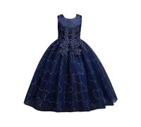 Mjjsk Vestito da principessa in tulle per bambine, N-blu, 9-10 Anni