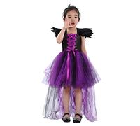 Mjjsk Vestito da principessa strega per bambine, per Halloween, carnevale, feste di compleanno per bambini, abito alla moda per bambini, A-1-viola, 2-3 Anni