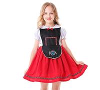 Mjjsk Vestito tradizionale bavarese per bambine, per feste di Halloween, vestito tradizionale bavarese per feste in maschera, abito casual alla moda, Rosso, 6-7 Anni