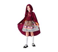 Mjjsk Vestito vintage per Halloween, per feste di compleanno per bambini, a maniche lunghe, linea ad A, per la Giornata mondiale del libro, carnevale, vacanze, Rosso, 5-6 Anni