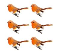 MJLOMJ 6/12 pz clip on Christmas Robin Uccello con piume, pettirosso su clip, piuma pettirosso su clip, decorazione per albero di Natale, pettirosso con piume su clip, ornamenti artigianali da