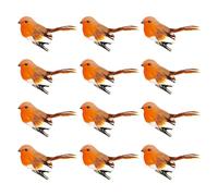 MJLOMJ 6/12 pz clip on Christmas Robin Uccello con piume, pettirosso su clip, piuma pettirosso su clip, decorazione per albero di Natale, pettirosso con piume su clip, ornamenti artigianali da