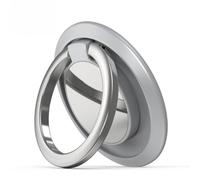 MJLOMJ Supporto magnetico - Supporto ad anello in metallo regolabile a 360°, impugnatura per dita, anello magnetico e cavalletto per accessori per telefono sicuri (grigio)