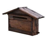 MJMLUCK Cassetta Postale in Legno Fatta a Mano con Lavorazione Artigianale di Olio e Cera per Legno, Apertura con Striscia Antipioggia, Cassette postali da Parete con 2 Ganci