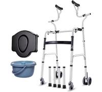 MJMLUCK Deambulatore Standard Pieghevole, Telaio per deambulazione Pieghevole con Ruote, Altezza Regolabile, ausilio per Camminare in Piedi, Sedile Staccabile per l'allenamento e