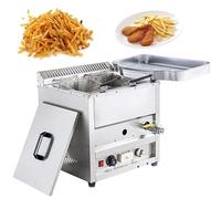MJMLUCK Friggitrice a Gas GPL da banco in Acciaio Inossidabile con cestello e Coperchio, Resistente fornello da Esterno per Patatine Fritte, Ideale per Uso in Cucina (A)