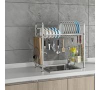 MJMLUCK Scolapiatti a Doppio Livello per lavello da Cucina, scolapiatti Grande Adatto per riporre Le stoviglie in Cucina, Struttura Nuda a Doppio Livello - 53 cm/20 Pollici (Set Completo a Singolo l