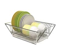 MJMLUCK Scolapiatti in Acciaio Inox con Vassoio di Raccolta - Scolapiatti da appoggio per la Cucina per Una conservazione efficiente e un'asciugatura Rapida delle stoviglie (37,5 * 29,5 * 13,5 cm)