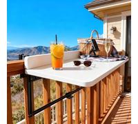 MJMLUCK Tavolo da Bar per Balcone Esterno per ringhiere, ripiano Pieghevole in Alluminio per Balcone, Tavolo Laterale da Parete Regolabile in Altezza a 5 Livelli, Risparmio di Spazio, carico di