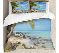 MJNLYDAO Con cuscino, reversibile, coperchio extra-large, con cerniera, fibre morbide materiale leggero,Decorazione in riva al mare, Spiaggia romantica,228x264cm