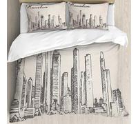 MJNLYDAO Con cuscino, reversibile, coperchio extra-large, con cerniera, fibre morbide materiale leggero,Houston skyline grande città architettura incisione illustrazione vettoriale dis,228x264cm