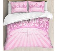 MJNLYDAO Con cuscino, reversibile, coperchio extra-large, con cerniera, fibre morbide materiale leggero,Corona da principessa a forma di cuore rosa a tema infanzia della regina su sfon,228x264cm