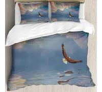MJNLYDAO Con cuscino, reversibile, coperchio extra-large, con cerniera, fibre morbide materiale leggero,Aquile che volteggiano sul mare sotto cieli colorati,228x264cm