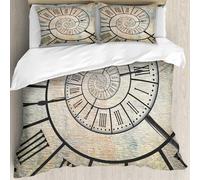 MJNLYDAO Con cuscino, reversibile, coperchio extra-large, con cerniera, fibre morbide materiale leggero,Orologio, una spirale temporale con numeri romani sullo sfondo vintage con textu,228x264cm