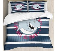 MJNLYDAO Con cuscino, reversibile, coperchio extra-large, con cerniera, fibre morbide materiale leggero,disegno vettoriale dello squalo dei cartoni animati re del mare design della mag,228x264cm