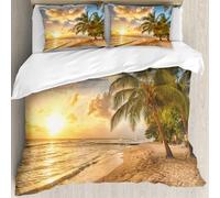MJNLYDAO Con cuscino, reversibile, coperchio extra-large, con cerniera, fibre morbide materiale leggero,Bellissimo tramonto sul mare Palme sulla spiaggia bianca su un'isola caraibica d,228x264cm