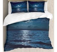 MJNLYDAO Con cuscino, reversibile, coperchio extra-large, con cerniera, fibre morbide materiale leggero,luce della luna sopra l'acqua scura nella notte,228x264cm
