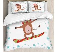 MJNLYDAO Con cuscino, reversibile, coperchio extra-large, con cerniera, fibre morbide materiale leggero,Un tico toro su uno snowboard salta. Personaggio dei cartoni animati. Il simbolo,228x264cm