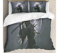 MJNLYDAO Con cuscino, reversibile, coperchio extra-large, con cerniera, fibre morbide materiale leggero,La Morte, conosciuta come la Mietitrice, che tiene la falce contro l'eclissi sul,228x264cm