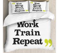MJNLYDAO Con cuscino, reversibile, coperchio extra-large, con cerniera, fibre morbide materiale leggero,Mangiare Dormire Lavorare Allenarsi Ripetere. P motivazionale tipografico creati,228x264cm