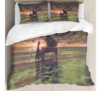 MJNLYDAO Con cuscino, reversibile, coperchio extra-large, con cerniera, fibre morbide materiale leggero,illustrazione di arte digitale dell'uomo che suona il pianoforte tra una folla d,228x264cm
