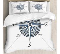 MJNLYDAO Con cuscino, reversibile, coperchio extra-large, con cerniera, fibre morbide materiale leggero,Bussola, tema colore del mare Voyage Windrose Discovery Marine Design artwork DE,228x264cm