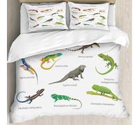 MJNLYDAO Con cuscino, reversibile, coperchio extra-large, con cerniera, fibre morbide materiale leggero,Camaleonte Lucertola Iguana verde Drago di Komodo Varano delle sabbie americane,228x264cm