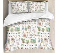MJNLYDAO Con cuscino, reversibile, coperchio extra-large, con cerniera, fibre morbide materiale leggero,Modello di coniglietti pasquali. Trama infinita in stile cartone animato su sfon,228x264cm