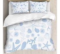 MJNLYDAO Con cuscino, reversibile, coperchio extra-large, con cerniera, fibre morbide materiale leggero,Stelle marine eterogenee Coralli Disegnati in mare Ricci di mare Vacanze acquati,228x264cm