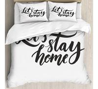 MJNLYDAO Con cuscino, reversibile, coperchio extra-large, con cerniera, fibre morbide materiale leggero,Restiamo a casa. Citazione vettoriale scritta a mano con pennello. Calligrafia m,228x264cm