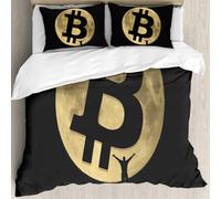MJNLYDAO Con cuscino, reversibile, coperchio extra-large, con cerniera, fibre morbide materiale leggero,La luna, un simbolo di bitcoin e una figura umana. Formato vettoriale.,228x264cm