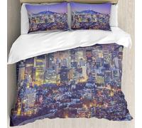 MJNLYDAO Con cuscino, reversibile, coperchio extra-large, con cerniera, fibre morbide materiale leggero,Skyline della città di Seul, Corea del Sud, al crepuscolo.,228x264cm