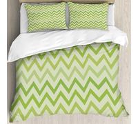 MJNLYDAO Con cuscino, reversibile, coperchio extra-large, con cerniera, fibre morbide materiale leggero,Verde lime, motivo tradizionale a zigzag chevron con simmetria,228x264cm