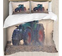 MJNLYDAO Con cuscino, reversibile, coperchio extra-large, con cerniera, fibre morbide materiale leggero,Trattore agricolo al lavoro sull'aratro da trasporto del campo prepara l'autunno,228x264cm