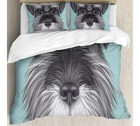MJNLYDAO Con cuscino, reversibile, coperchio extra-large, con cerniera, fibre morbide materiale leggero,Ritratto di cane Schnauzer. Ritratto illustrato di uno Schnauzer nero su sfondo,228x264cm