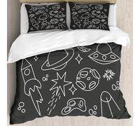 MJNLYDAO Con cuscino, reversibile, coperchio extra-large, con cerniera, fibre morbide materiale leggero,Kit spaziale. Meteorite, stella cadente, cometa, pianeti, satellite di Saturno,228x264cm