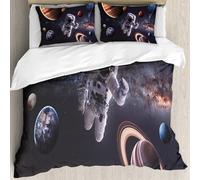 MJNLYDAO Con cuscino, reversibile, coperchio extra-large, con cerniera, fibre morbide materiale leggero,Spazio cosmico, Astronauta tra i pianeti Marte Nettuno Giove Plasma, ima,228x264cm
