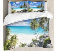 MJNLYDAO Con cuscino, reversibile, coperchio extra-large, con cerniera, fibre morbide materiale leggero,Bellissimo tramonto sul mare Palme sulla spiaggia bianca su un'isola caraibica d,228x264cm