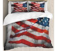 MJNLYDAO Con cuscino, reversibile, coperchio extra-large, con cerniera, fibre morbide materiale leggero,Bandiera USA accanto al cielo grigio. Cielo scuro con nuvole come simbolo di gua,228x264cm