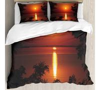 MJNLYDAO Con cuscino, reversibile, coperchio extra-large, con cerniera, fibre morbide materiale leggero,Alba sull'acqua del lago con il riflesso del sentiero sulla superficie dell'acqu,228x264cm