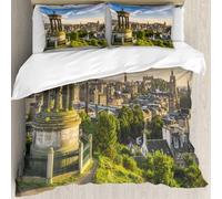 MJNLYDAO Con cuscino, reversibile, coperchio extra-large, con cerniera, fibre morbide materiale leggero,Paesaggio urbano, vista aerea della città di Edimburgo, edifici storici, patrimo,228x264cm