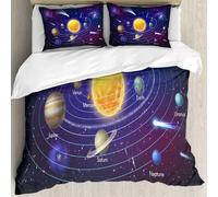 MJNLYDAO Con cuscino, reversibile, coperchio extra-large, con cerniera, fibre morbide materiale leggero,Mercurio, Venere e Terra, Marte, Giove, Saturno e Urano o Nettuno ruotano attorn,228x264cm