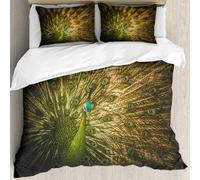 MJNLYDAO Con cuscino, reversibile, coperchio extra-large, con cerniera, fibre morbide materiale leggero,Set di pavoni, ritratto di pavone maschio con piume Immagine in colori scuri Mod,228x264cm